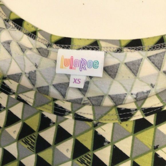 Lularoe Women Julia Round Neck Short Sleeve Triangle Green Black Dress XS (6342) - Picture 6 of 6